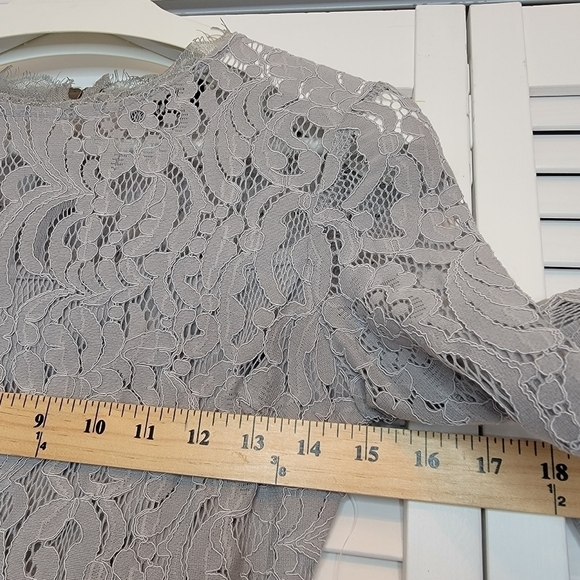 VICI Shift Dress Gray Cotton Lace Eyelet Embark In Style Women's Small High Neck - Picture 11 of 15